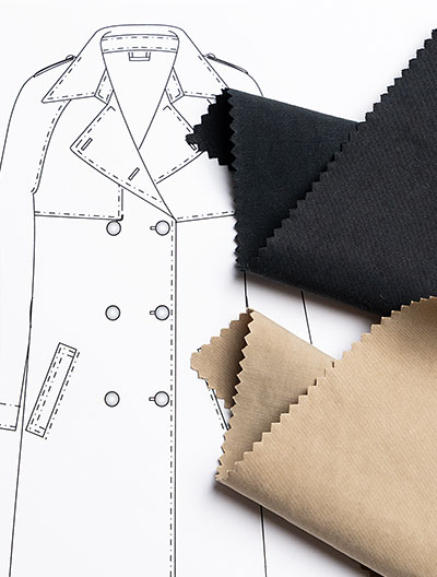 Zwei Farben neue Trench-Gabardin-Stoffe mit passendem Schnittmuster