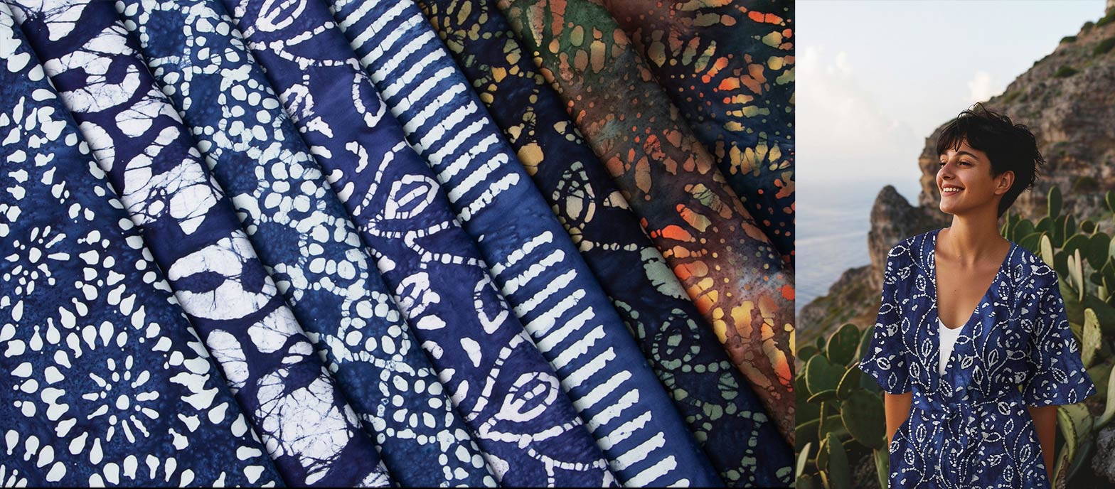 Handwerkliche Batik-Drucke mit Indigo