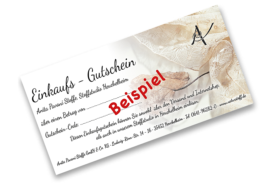 Entdecke das perfekte Geschenk mit unseren Einkaufsgutscheinen von Anita Pavani Stoffe! 