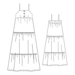 02-671 Kleid, Fertigschnitt / Schnittbogen, Stufenkleid mit ...