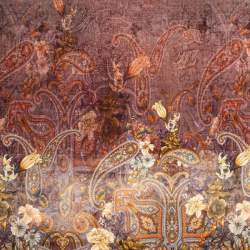 Alhambra lana merlot, Krepp Stoff, terracotta, Schurwolle, S...
