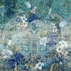 Alhambra lana verde, Krepp Stoff, blaugr�n, Schurwolle, Stil...