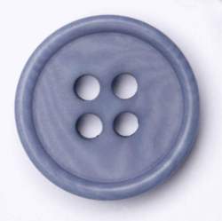Alinda 15 mm, Steinnuss-Knopf, blau, Blauer 4-Loch-Knopf mit...