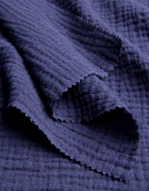 Bio-Double-Gauze marine, Woven, Fabrics, dark blue, Cotton,