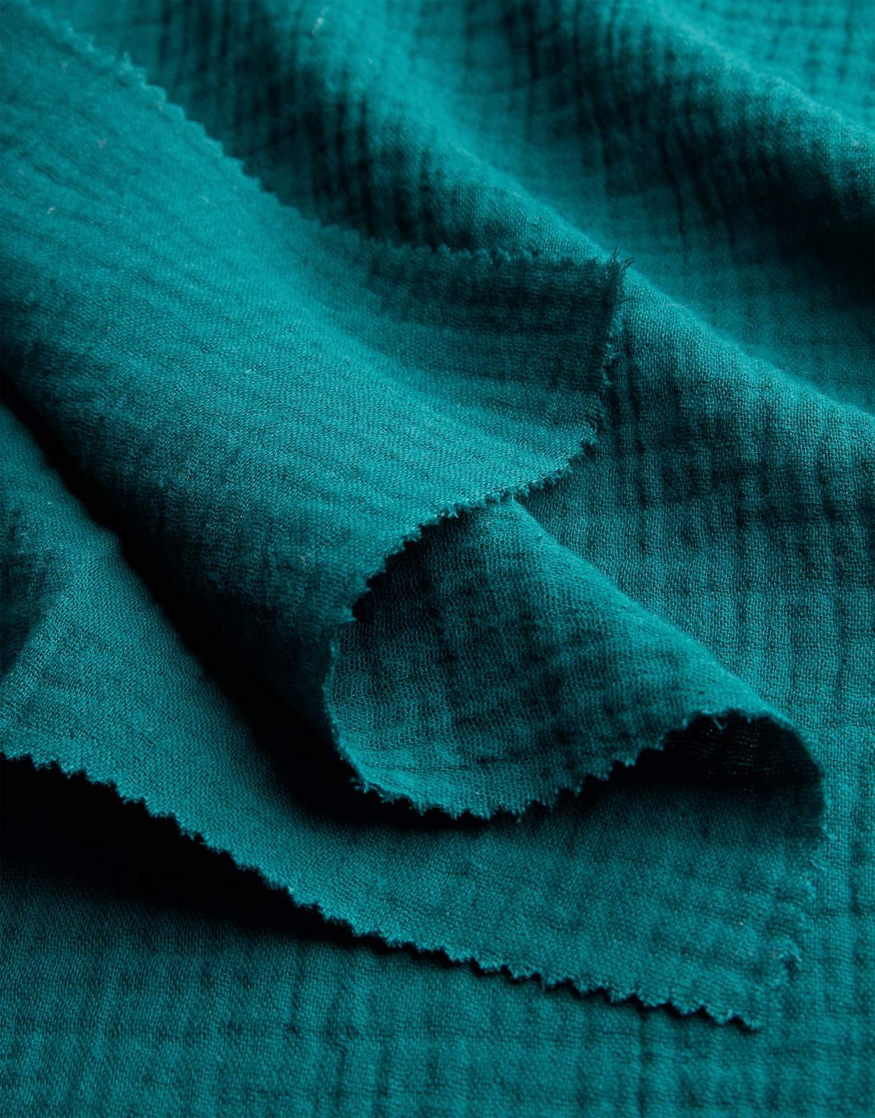 Bio-Double-Gauze petrol 2, Woven, Fabrics, petrol, Cotton,