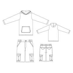 BS-12 Kapuzenshirt + Hose, Fertigschnitt / Schnittbogen, Kap...