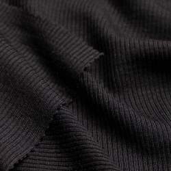 Bio-Merino-Seiden-Jersey schwarz, Rippen-Jersey / B�ndchen S...