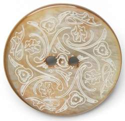 Bl�te und Bl�tter 23 mm, Perlmutt-Knopf, terracotta, braun-o...
