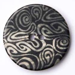 Elegia 28 mm, Horn-Knopf, schwarz, Dekorativer 2-Loch-Knopf,...