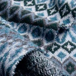Erlanda blau-gr�n, Jacquardstrick Stoff, petrol, Schurwolle,...