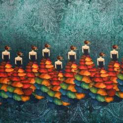 Flamenca petrole, Strukturgewebe Stoff, mehrfarbig / bunt, B...