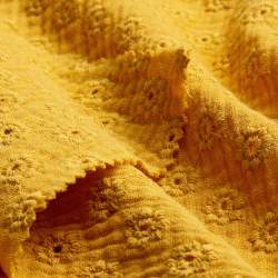 Gauzina goldgelb, Gaze / Mull Stoff, Baumwolle, Mit zartem L...