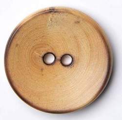 Holz natur gebrannt 31 mm, Holz-Knopf, hellbraun, 2-Loch-Hol...