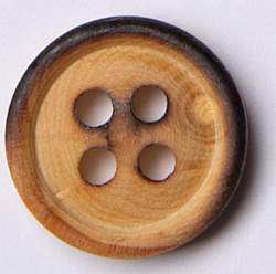 Holz natur, gebrannt mit Rand 12 mm, Holz-Knopf, natur-braun...
