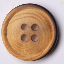 Holz natur, gebrannt mit Rand 18 mm, Holz-Knopf, natur-braun...