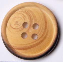 Holz natur, gebrannt mit Rand 22 mm, Holz-Knopf, natur-braun...