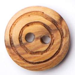 Holzknopf Kringel 11 mm, Holz-Knopf, natur-braun, 2-Loch-Kno...