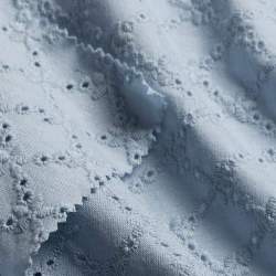 Lieke bleu, Bestickte Stoffe Stoff, hellblau, Baumwolle, Fei...