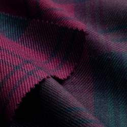 Lindsay, Tartan Stoff, weinrot, Schurwolle, Wollgabardine im...