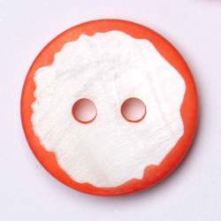 Marena orange 15 mm, Perlmutt-Knopf, wei�, Feiner, wei�er 2-...