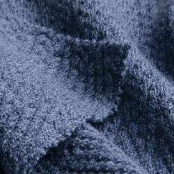 Merino-Rombenstrick jeansblau, Jacquardstrick Stoff, Schurwo...