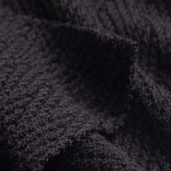 Merino-Rombenstrick schwarz, Jacquardstrick Stoff, Schurwoll...