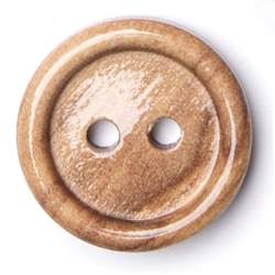 Olivia natur 15 mm, Holz-Knopf, natur-braun, Klassischer 2-L...