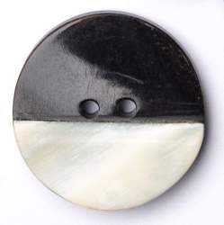 Pierrot 30 mm, Horn-Knopf, schwarz-wei�, Hoch polierter 2-Lo...