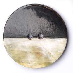 Pierrot 40 mm, Horn-Knopf, schwarz-wei�, Hoch polierter 2-Lo...