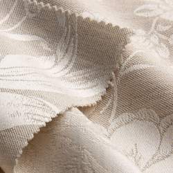 Rosenranken HL, Jacquard & Damast Stoff, natur-creme, Baumwo...