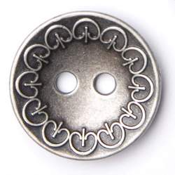 Silberreigen 15 mm, Metall-Knopf, Runder Metallknopf mit bre...