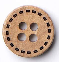 Steppi natural 13 mm, Holz-Knopf, natur-braun, Holzknopf mit...
