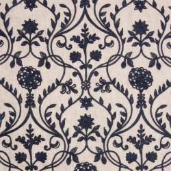 Tripura, Leinwandgewebe Stoff, natur-beige, Leinen, Dunkelbl...