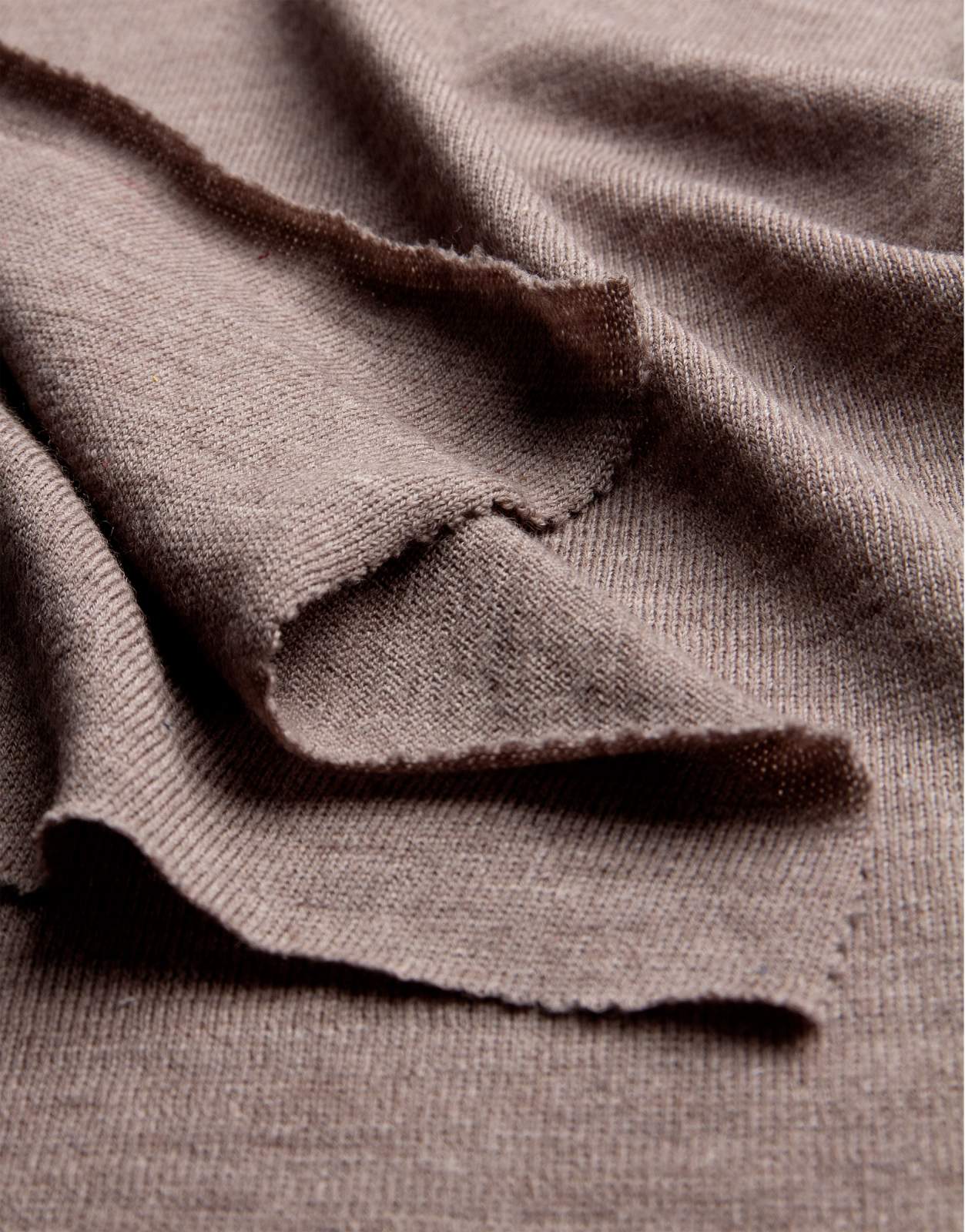 Baumwolle Feinjersey Stoff Merino-Feinjersey Dunkelbeige, Single - Main Image