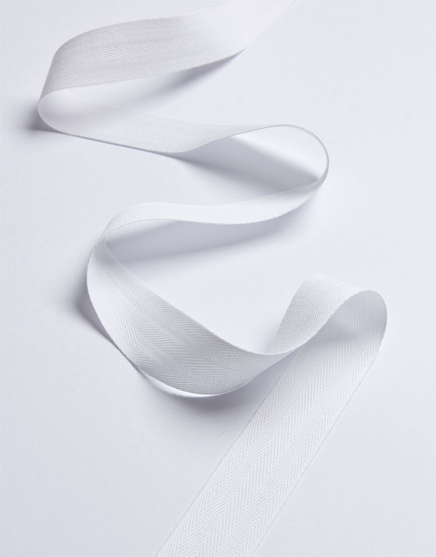 Köperband 25 weiss, weiß, Baumwolle, 25 mm breites Köper-