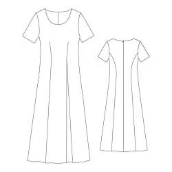 02-759 Kurzarm-Kleid mit einseitigem Godet