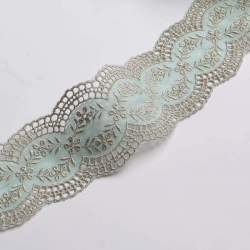 Zoe antique verde, Spitzen-Borte, silbergr�n, Baumwolle, Zar...